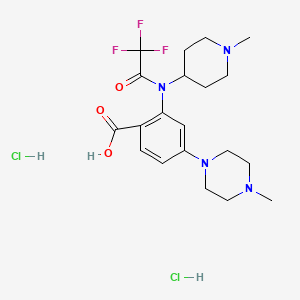 molecular formula C20H29Cl2F3N4O3 B8442825 4-(4-Methylpiperazin-1-yl)-2-[(1-methylpiperidin-4-yl)(trifluoroacetyl)amino]benzoic acid dihydrochloride 