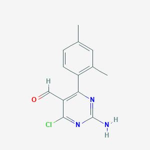 molecular formula C13H12ClN3O B8442963 2-Amino-4-chloro-6-(2,4-dimethyl-phenyl)-pyrimidine-5-carbaldehyde 