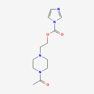 molecular formula C12H18N4O3 B8442971 2-(4-Acetyl-1-piperazinyl)ethyl 1H-imidazole-1-carboxylate 