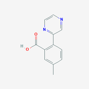 molecular formula C12H10N2O2 B8442977 5-Methyl-2-(pyrazin-2-yl)benzoic acid 