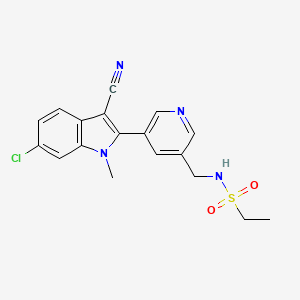 molecular formula C18H17ClN4O2S B8442980 N-[5-(6-chloro-3-cyano-1-methyl-1H-indol-2-yl)-pyridin-3-ylmethyl]-ethanesulfonamide 