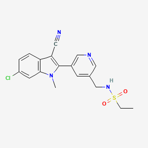 molecular formula C18H17ClN4O2S B8442980 N-[[5-(6-chloro-3-cyano-1-methylindol-2-yl)pyridin-3-yl]methyl]ethanesulfonamide 