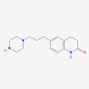 molecular formula C16H23N3O B8443029 6-(3-Piperazinylpropyl)-3,4-dihydrocarbostyril 