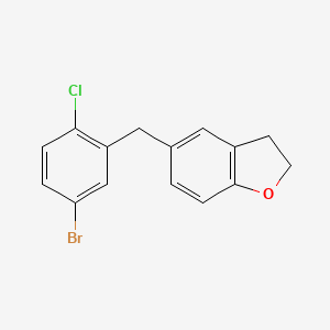 molecular formula C15H12BrClO B8443050 5-[(5-Bromo-2-chloro-phenyl)methyl]-2,3-dihydrobenzo-furan 