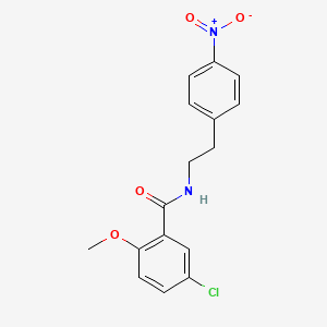 molecular formula C16H15ClN2O4 B8443498 Benzamide, 5-chloro-2-methoxy-N-[2-(4-nitrophenyl)ethyl]- CAS No. 25921-64-6