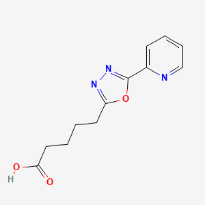 molecular formula C12H13N3O3 B8443519 5-(5-Pyridin-2-yl[1,3,4]oxadiazol-2-yl)pentanoic acid 