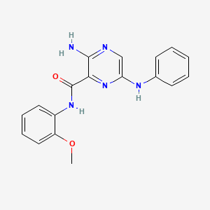 molecular formula C18H17N5O2 B8443525 3-amino-6-anilino-N-(2-methoxyphenyl)pyrazine-2-carboxamide 