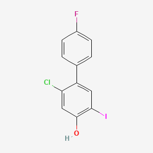 molecular formula C12H7ClFIO B8443544 2-Chloro-4'-fluoro-5-iodobiphenyl-4-ol 