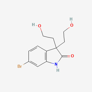 molecular formula C12H14BrNO3 B8443606 6-Bromo-3,3-bis(2-hydroxyethyl)indolin-2-one 