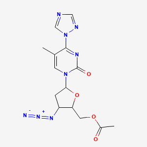 molecular formula C14H16N8O4 B8443665 [3-Azido-5-[5-methyl-2-oxo-4-(1,2,4-triazol-1-yl)pyrimidin-1-yl]oxolan-2-yl]methyl acetate 