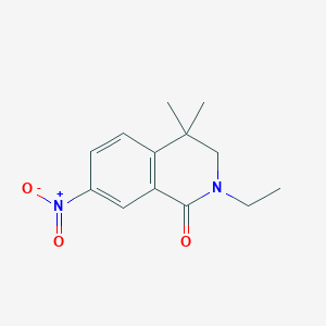 molecular formula C13H16N2O3 B8443715 2-Ethyl-4,4-dimethyl-7-nitro-3,4-dihydro-2H-isoquinolin-1-one 