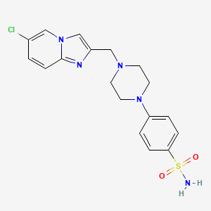 molecular formula C18H20ClN5O2S B8443762 4-[4-[(6-Chloroimidazo[1,2-a]pyridin-2-yl)methyl]-1-piperazinyl]benzenesulfonamide 