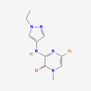 molecular formula C10H12BrN5O B8443766 5-Bromo-3-(1-ethyl-1H-pyrazol-4-ylamino)-1-methylpyrazin-2(1H)-one 