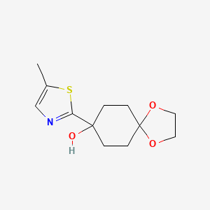 molecular formula C12H17NO3S B8443768 8-(5-Methyl-1,3-thiazol-2-yl)-1,4-dioxaspiro[4.5]decan-8-ol 