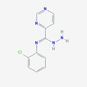 molecular formula C11H10ClN5 B8443821 N-amino-N'-(2-chlorophenyl)pyrimidine-4-carboxamidine 
