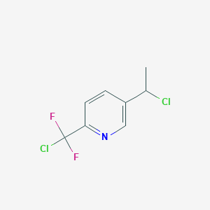molecular formula C8H7Cl2F2N B8443877 Pyridine, 2-(chlorodifluoromethyl)-5-(1-chloroethyl)- 