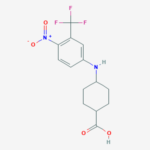 molecular formula C14H15F3N2O4 B8444190 trans-4-(4-Nitro-3-trifluoromethyl-phenylamino)-cyclohexanecarboxylic acid 