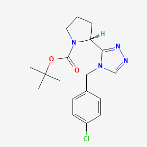 molecular formula C18H23ClN4O2 B8444253 (R)-tert-butyl 2-(4-(4-chlorobenzyl)-4H-1,2,4-triazol-3-yl)pyrrolidine-1-carboxylate CAS No. 1140495-86-8