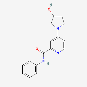 molecular formula C16H17N3O2 B8444327 4-(3-Hydroxypyrrolidin-1-yl)-pyridine-2-carboxylic acid phenylamide 