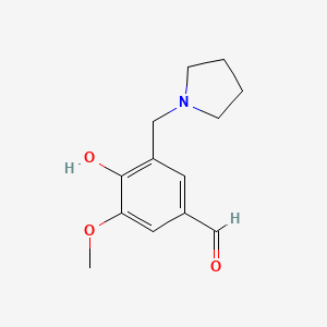 molecular formula C13H17NO3 B8444380 4-Hydroxy-3-methoxy-5-(pyrrolidin-1-ylmethyl)benzaldehyde 