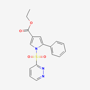 molecular formula C17H15N3O4S B8444437 Ethyl 5-phenyl-1-(pyridazin-3-ylsulfonyl)-1H-pyrrole-3-carboxylate 