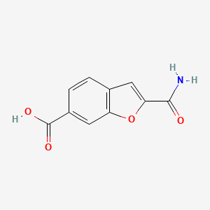 molecular formula C10H7NO4 B8444475 2-(Aminocarbonyl)-1-benzofuran-6-carboxylic acid 