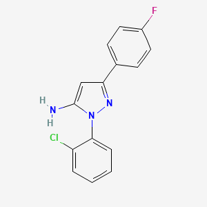 molecular formula C15H11ClFN3 B8444534 1-(2-chlorophenyl)-3-(4-fluorophenyl)-1H-pyrazol-5-amine 