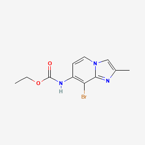 molecular formula C11H12BrN3O2 B8444554 8-Bromo-7-ethoxycarbonylamino-2-methylimidazo[1,2-a]pyridin e CAS No. 1033434-89-7