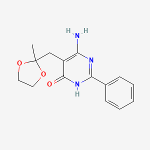 molecular formula C15H17N3O3 B8444588 6-Amino-5-(2-methyl-[1,3]dioxolan-2-ylmethyl)-2-phenylpyrimidin-4-ol 