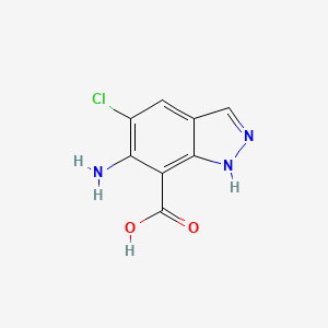 molecular formula C8H6ClN3O2 B8444596 6-amino-5-chloro-1H-indazole-7-carboxylic acid 