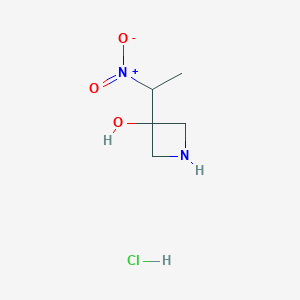 molecular formula C5H11ClN2O3 B8444608 3-(1-Nitroethyl)azetidin-3-ol hydrochloride 