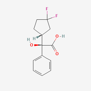 molecular formula C13H14F2O3 B8444619 (2R)-2-((1R)-3,3-difluorocyclopentyl)-2-hydroxy-2-phenylacetic Acid 