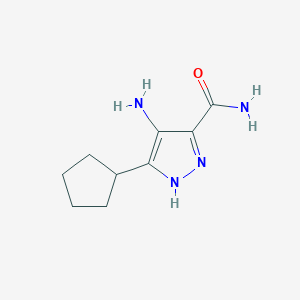 molecular formula C9H14N4O B8444702 4-amino-3-cyclopentyl-1H-pyrazole-5-carboxamide 