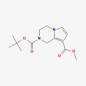 molecular formula C14H20N2O4 B8444833 2-tert-Butyl 8-methyl 3,4-dihydropyrrolo[1,2-a]pyrazine-2,8(1H)-dicarboxylate 