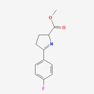 molecular formula C12H12FNO2 B8444856 methyl (RS)-2-(4-fluorophenyl)-1-pyrroline-5-carboxylate 