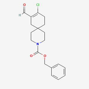 molecular formula C19H22ClNO3 B8444906 Benzyl 9-chloro-8-formyl-3-azaspiro[5.5]undec-8-ene-3-carboxylate 