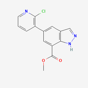 molecular formula C14H10ClN3O2 B8445168 methyl 5-(2-chloropyridin-3-yl)-1H-indazole-7-carboxylate 
