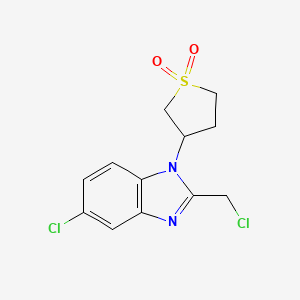 molecular formula C12H12Cl2N2O2S B8445182 5-Chloro-2-(chloromethyl)-1-(tetrahydro-1,1-dioxido-3-thienyl)-1H-benzimidazole CAS No. 1154207-17-6
