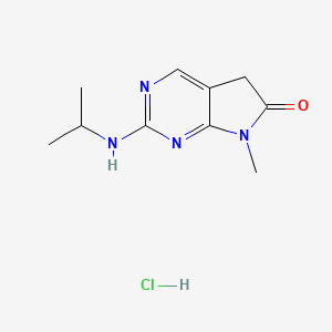 molecular formula C10H15ClN4O B8445381 2-Isopropylamino-7-methyl-5,7-dihydro-6H-pyrrolo(2,3-d)pyrimidin-6-one hydrochloride CAS No. 122113-10-4