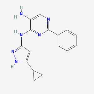 molecular formula C16H16N6 B8445525 N-(5-cyclopropyl-1H-pyrazol-3-yl)-2-phenylpyrimidine-4,5-diamine 