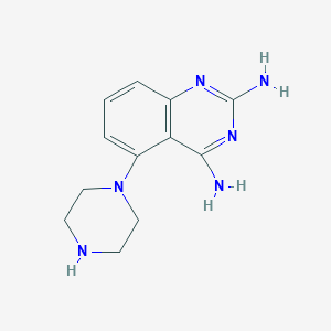 molecular formula C12H16N6 B8445625 5-Piperazin-1-yl-quinazoline-2,4-diamine 