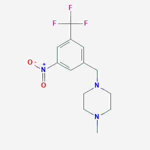 molecular formula C13H16F3N3O2 B8445674 1-Methyl-4-[[3-nitro-5-(trifluoromethyl)phenyl]methyl]piperazine 