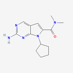 molecular formula C14H19N5O B8445756 7H-Pyrrolo(2,3-d)pyrimidine-6-carboxamide, 2-amino-7-cyclopentyl-N,N-dimethyl- CAS No. 1331847-17-6