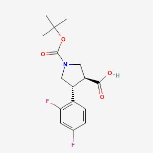 molecular formula C16H19F2NO4 B8445764 (3S,4R)-1-(tert-Butoxycarbonyl)-4-(2,4-difluorophenyl)pyrrolidine-3-carboxylic acid 