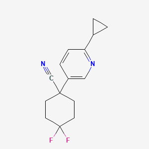 molecular formula C15H16F2N2 B8445776 1-(6-Cyclopropyl-pyridin-3-yl)-4,4-difluoro-cyclohexanecarbonitrile 