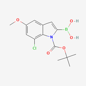 molecular formula C14H17BClNO5 B8445810 1-(tert-Butoxycarbonyl)-7-chloro-5-methoxy-1H-indol-2-ylboronic acid 