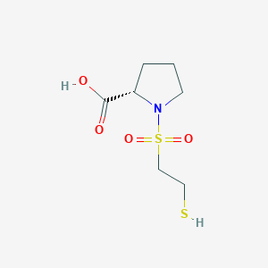 molecular formula C7H13NO4S2 B8445844 1-[(2-mercaptoethyl)sulfonyl]-L-proline 