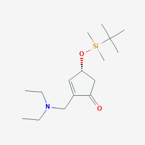 molecular formula C16H31NO2Si B8445846 (R)-2-Diethylaminomethyl-4-(tert-butyldimethylsiloxy)-2-cyclopentene-1-one 