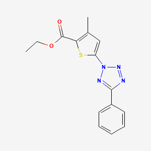 molecular formula C15H14N4O2S B8445904 ethyl 3-methyl-5-(5-phenyl-2H-tetrazol-2-yl)thiophene-2-carboxylate 
