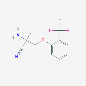 molecular formula C11H11F3N2O B8445914 2-Amino-2-methyl-3-(2-trifluoromethylphenoxy)-propionitrile 